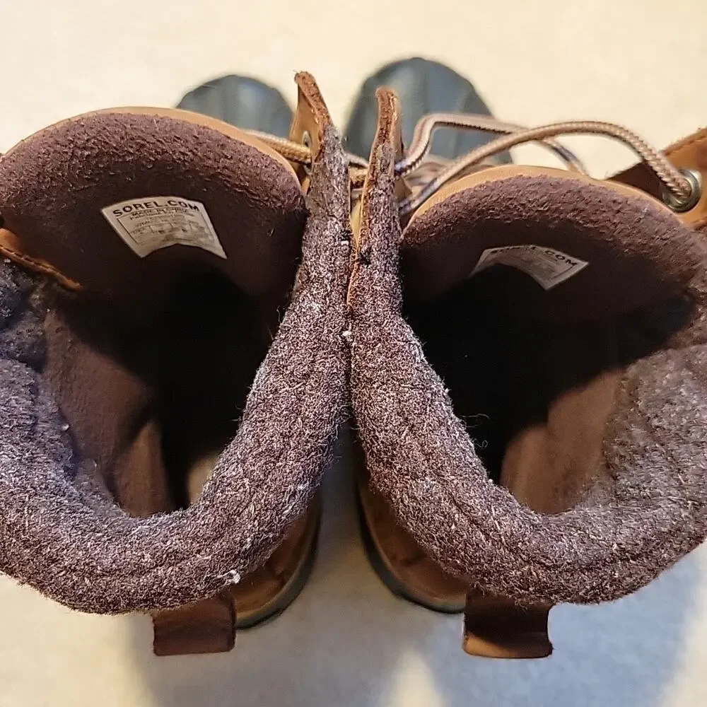 Sorel Caribou Winter Duck Boots Men's 9 Black & Brown Waterproof *REHAB* Heel